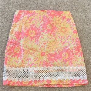 Lilly Pulitzer Pink and Yellow Mini Pencil Skirt Resort Wear